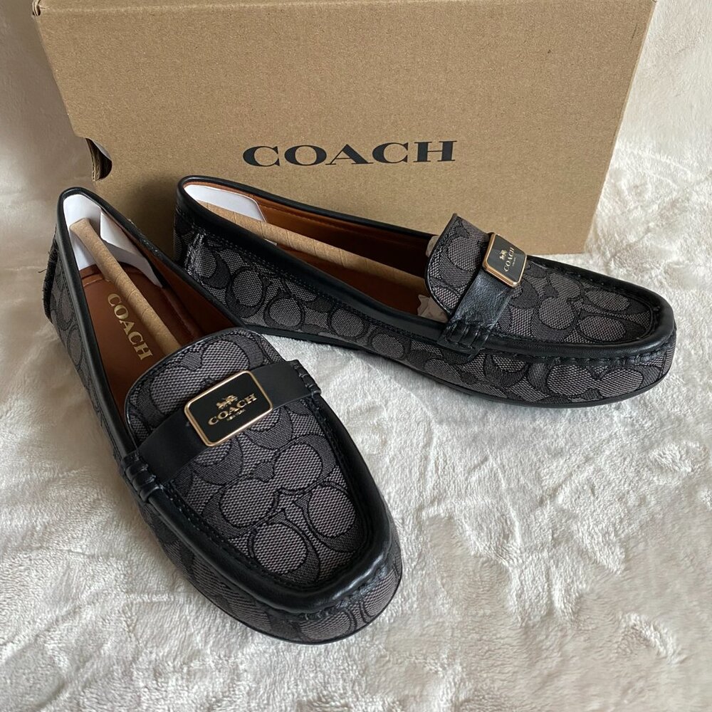 NIB! Coach Women's 8B Mona Driver In Signature Jacquard In Smoke/Black CC639 - Picture 5 of 12